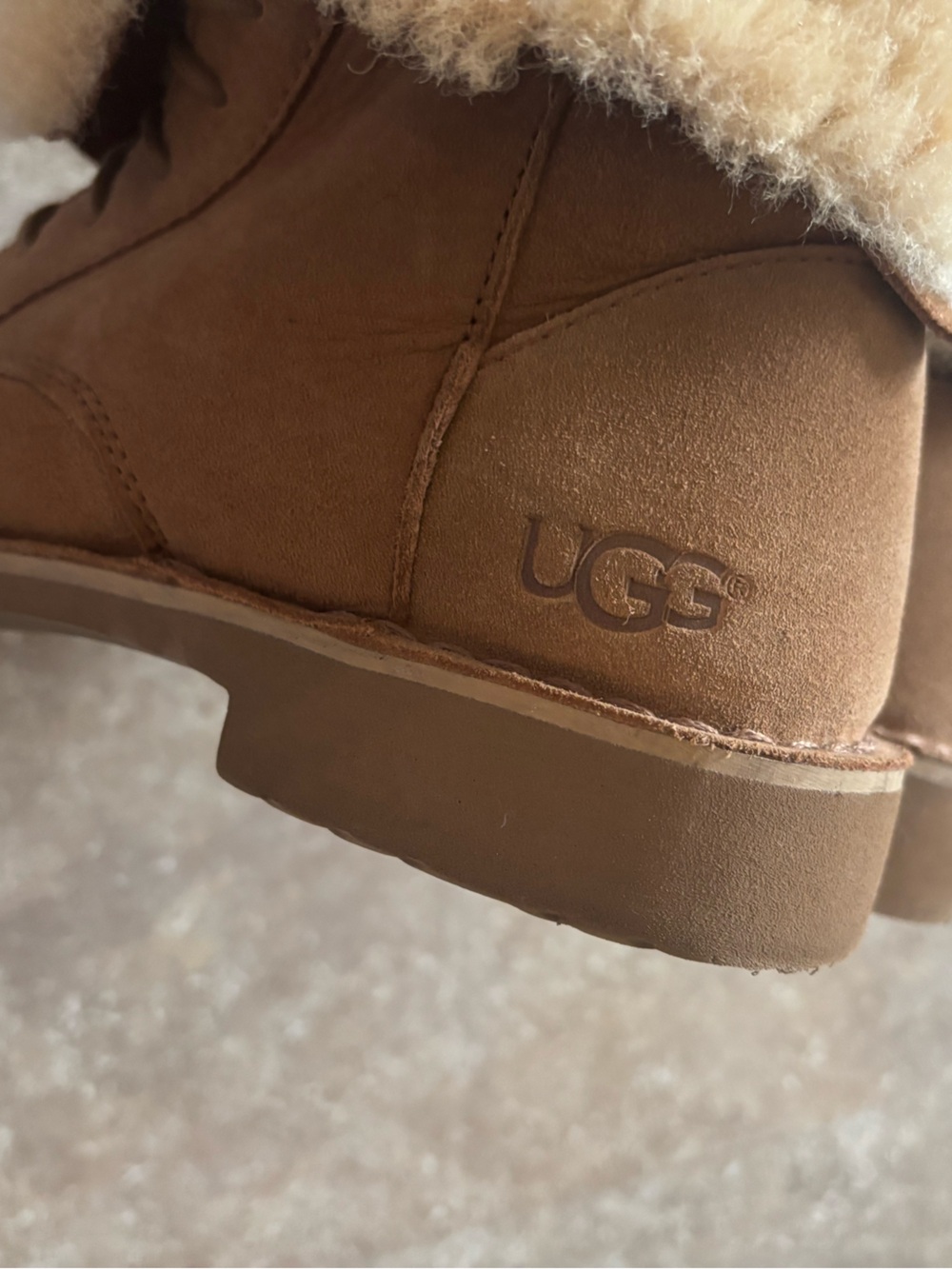 UGG Quincy Brown Shearling Lace Up Winter Boots Women’s 8.5 - Picture 4 of 9